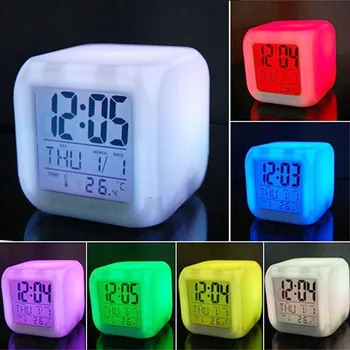 7 светодиодных цветных ночников, меняющих время отображения цифрового будильника, Лампа для пробуждения, Прикроватное освещение в спальне, Подарки для детей