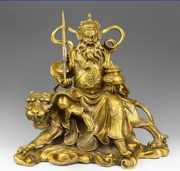 18 “Китайский латунный дракон Чжао Гунмин Маммон Тигр Юаньбао Статуя чаши с сокровищами