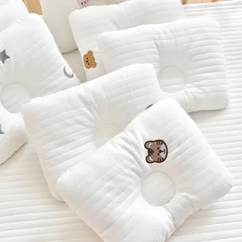 Подушка для новорожденных, стеганая подушка для кормления с вышивкой, Подушка для защиты головы ребенка, Успокаивающая Плоская подушка 0-12 м