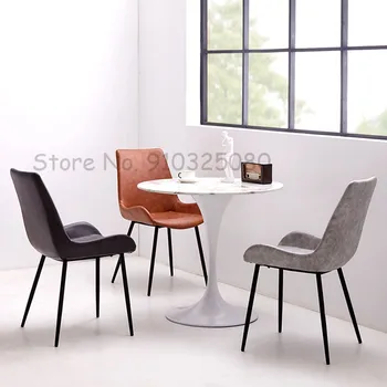 Скандинавская мебель обеденный стул домашний американский ретро кованого железа, обеденные стулья в индустриальном стиле, спинка искусственная кожа дизайнерский стул 