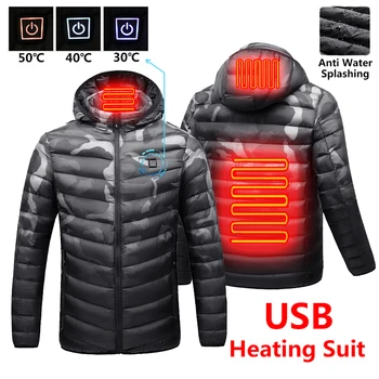 2022 Новые мужские зимние теплые флисовые куртки с USB-подогревом, парки, мужские умные термостаты, Съемные водонепроницаемые куртки с капюшоном и подогревом, мужские