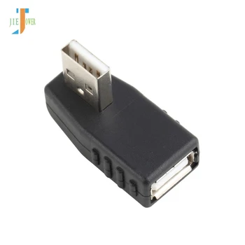 500 шт. / лот, Оптовая продажа, черный 90-градусный переходник USB 2.0 A для мужчин и женщин для портативных ПК