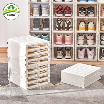 Свободно устанавливаемый Утолщенный Ящик для хранения обуви, Прозрачный Складной Шкаф для обуви, Складная стойка для обуви, Мебель для дома в гостиной