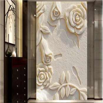 wellyu Изготовленные на заказ большие фрески с рельефами, фон для крыльца с розами, флизелиновые обои papel de parede para quarto