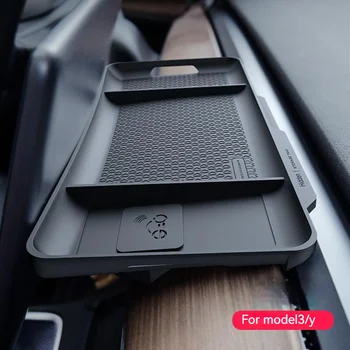 Задняя коробка для хранения с экраном из ТПУ и Т.Д. Коробка для очков с экраном Лоток Дисплей Коробка для салфеток Невидимый Органайзер для 2018-2023 Tesla Model 3 Y