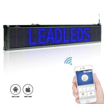 40X9-дюймовый синий светодиодный знак ios Wifi со светодиодной вывеской, беспроводной и usb-программируемой подвижной информацией, 16x 128 точек внутреннего светодиодного дисплея