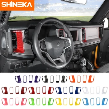 SHINEKA ABS Карбоновое волокно Украшение вентиляционного отверстия кондиционера Наклейки для отделки крышки Ford Bronco 2021 2022 Автомобильные аксессуары
