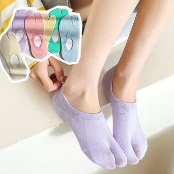 Женские носки с двумя пальцами, хлопковые носки-шлепанцы, впитывающие пот, летние нескользящие тонкие носки