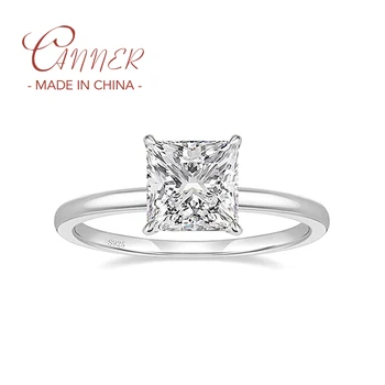 Кольцо из серебра 925 пробы CANNER, квадратный кубический цирконий, обручальное кольцо серебряного цвета для женщин, обручальное кольцо Изысканного ювелирного украшения