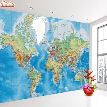 Современная карта мира, пользовательские съемные обои для гостиной, фрески для спальни, обои для домашнего декора, фон для телевизора