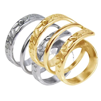 Модные кольца с прижимным рисунком для унисекс, простые регулируемые кольца из нержавеющей стали, женские вечерние свадебные украшения.