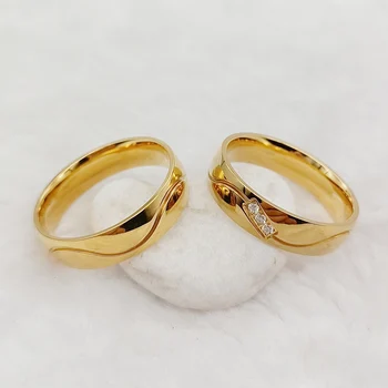Обручальные кольца для мужчин и женщин Высокое качество Оптом Блестящие модные ювелирные изделия с позолотой 24 карат Обещание Любовника Кольцо на палец