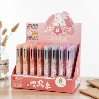 40 шт./лот Kawaii Sakura Dog, 6 цветов, шариковая ручка, Милые шариковые ручки для печати, Школьные канцелярские принадлежности, канцелярский подарок