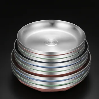 утолщенный анти-ошпаривающий ресторанный диск home jiaozi plate в скандинавском стиле простая тарелка из нержавеющей стали 304 обеденные тарелки
