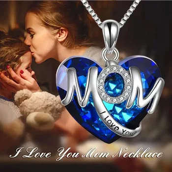 Женское модное ожерелье с подвеской в виде сердца для мамы, красивые украшения из хрусталя, юбилей, День Матери, вечеринка по случаю Дня рождения, роскошный подарок для девочки