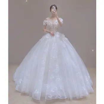 Свадебное платье 2023 new bride senior texture винтажное свадебное платье с большим шлейфом
