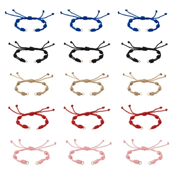 Изготовление браслета из регулируемого плетеного нейлонового шнура длиной 10шт 15 см с открытыми переходными кольцами для пары DIY Изготовление браслетов в подарок Смешанный цвет