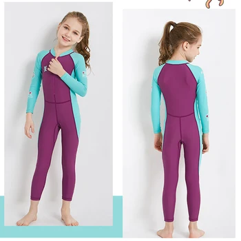 Детский купальник для всего тела Для девочек и мальчиков, купальный костюм с защитой от ультрафиолета, быстросохнущая одежда на молнии спереди, водолазные костюмы