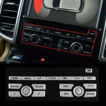 Наклейка на мультимедийную кнопку кондиционера Центральной консоли автомобиля Подходит для Porsche Panamera Cayenne Macan 911 718 Автоаксессуары