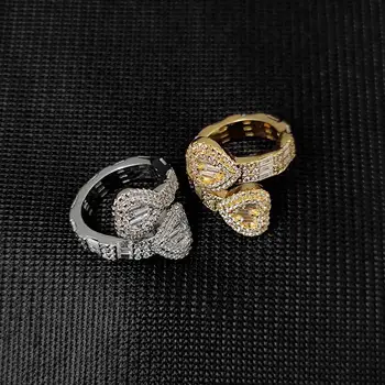 Новые Блестящие Прямоугольные кольца с фианитами в виде сердца Золотого, серебряного цвета, с микро-прокладкой, Открытые Квадратные кольца Регулируемого размера, Модные Женские украшения