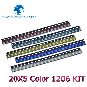 TZT 100 шт. = 5 цветов x20шт 1206 SMD LED light Package Красный Белый Зеленый Синий Желтый 1206 led kit
