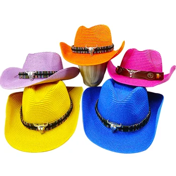 Соломенная шляпа ковбойская шляпа солнце шляпа Джаз ковбой соломенная шляпа мода повседневная открытый затенение ковбой перевернутой рыцарей соломенная шляпа
