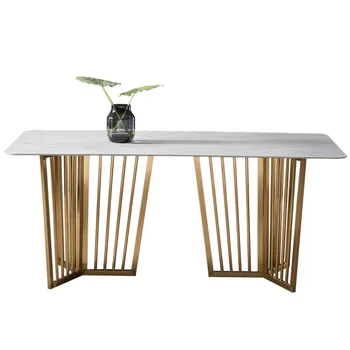 Обеденный стол с веерообразной каменной плитой, обеденный стул, комбинированный обеденный стол, современный простой легкий экстравагантный обеденный стол