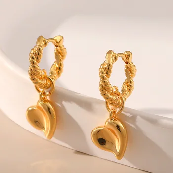 Покрытые медью 18-каратного золота Персонализированные Уникальные преувеличенные серьги в форме сердца, женский праздничный подарок на День рождения, популярные ювелирные изделия