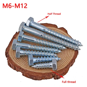 Внешние саморезы с шестигранной головкой M6 M8 M10 M12 саморезы для дерева из углеродистой стали с оцинкованной шестигранной головкой