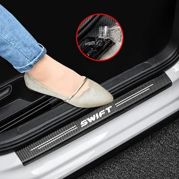 Автомобильная наклейка с декоративной полосой из углеродного волокна на пороге автомобиля для аксессуаров Suzuki Swift