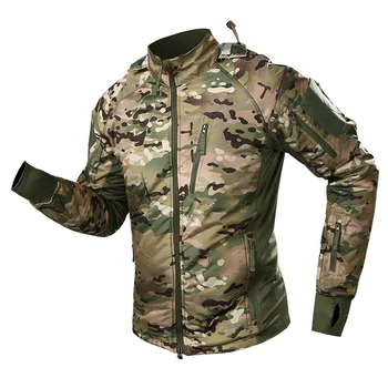 Тактическая мужская тренировочная флисовая теплая куртка для скалолазания и треккинга, водонепроницаемая ветрозащитная камуфляжная боевая зимняя куртка