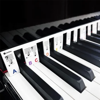Силиконовая Наклейка на Клавиатуру Пианино для начинающих Детей, Съемные Наклейки на клавиши Пианино в Натуральную величину с 88 Клавишами (Разноцветные)