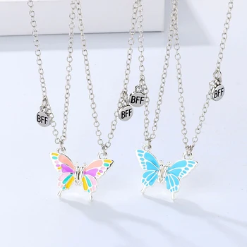 Женское ожерелье дружбы, цепочки BFF, подвеска в виде бабочки, модное ювелирное ожерелье, Персонализированные многоцветные ожерелья высокого качества