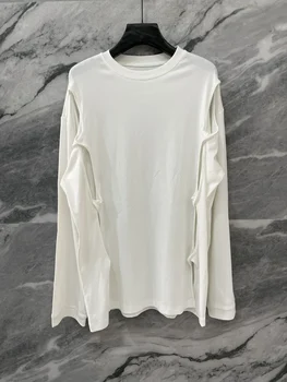2023SS Весенне-летняя модная Новая женская высококачественная открытая свободная футболка с длинным рукавом, женские шикарные топы, 2-цветная пачка