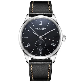 Parnis 41,5 мм Корпус из нержавеющей стали, механические автоматические мужские часы GMT, кожаный ремешок, часы-календарь С коробкой, подарочные часы 2023