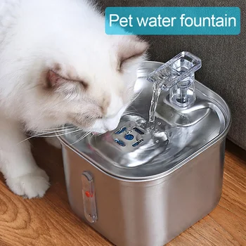 Фонтан для воды для кошек Поилка для кошек с автоматическим запуском из нержавеющей стали с фильтром Датчик движения Прозрачный диспенсер для питья домашних животных