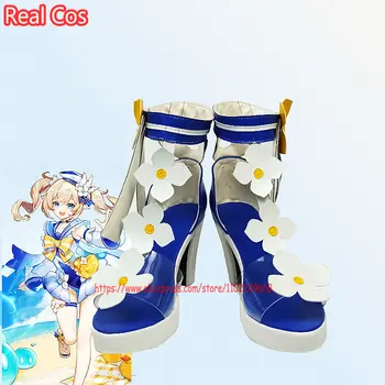 RealCos Новая игра Аниме Genshin Impact Летняя обувь из искусственной кожи, сандалии для косплея Barbara, Размер кожаной обуви для ролевых игр