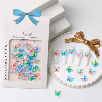 1 Пакет, Привлекательный красочный декор для ногтей в виде бабочки, мини-трехмерный дизайн ногтей со стразами для женщин и девочек