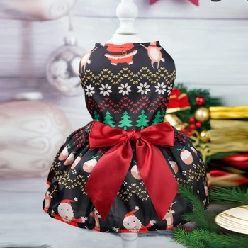 Бесплатная доставка, Рождественские платья для собак, юбки с принтом на шее, галстук-бабочка, юбка принцессы, Праздничный костюм для маленьких собак чихуахуа