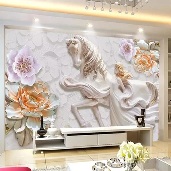 wellyu Индивидуальные большие фрески 3D день цветка лошадь красота рельефный фон гостиной ТВ фон обои