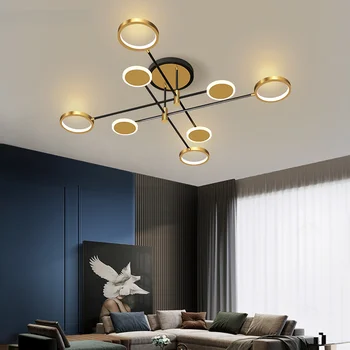 Светодиодная новая алюминиевая люстра в золотой раме для гостиной, столовой, спальни, современная лампа, светильники в стиле деко для помещений AC90-260V