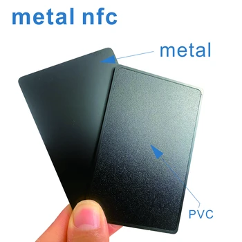 Металлическая карточка NFC из нержавеющей стали, Черная металлическая визитная карточка размером 85 * 53 мм, матовая, с чипом tag213 или 216