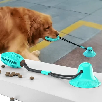 Игрушки для собак с присоской, Жевательные игрушки для средних и крупных собак, Интерактивная игрушка с пищевым шариком на веревке, аксессуары для обучения чистке зубов