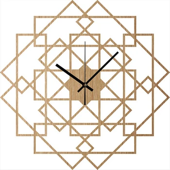 Квадратные настенные часы Деревянные настенные часы Домашний декор Деревенские домашние часы Геометрические деревянные часы Современное настенное искусство Часы ручной работы