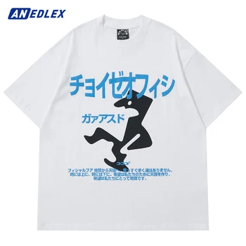 Футболка Harajuku, мужская уличная одежда в стиле хип-хоп, забавная футболка с японскими буквами, мужская хлопковая футболка, Летние футболки оверсайз