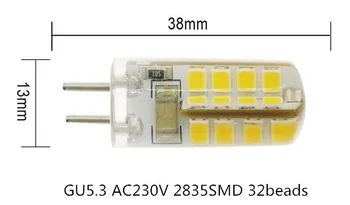 10 шт./лот LED G5.3 220v 1.6W высокое качество led 220v G5.3 LED 220V лампа g5.3 220v led 1.6W 2835smd 32 шарика