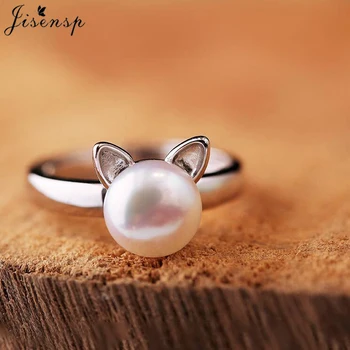 Jisensp Модное ювелирное кольцо с животными, мультяшный котенок, имитация жемчуга, кошачьи сережки для женщин, обручальные кольца для женщин