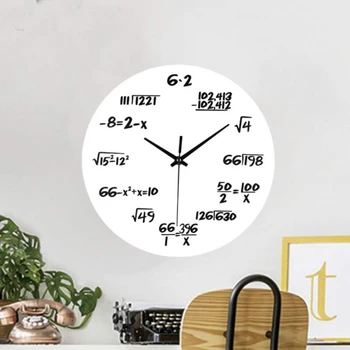 Креативные настенные часы Персонализированное украшение часов с математической функцией Деревянные часы Простые часы Настенный домашний декор