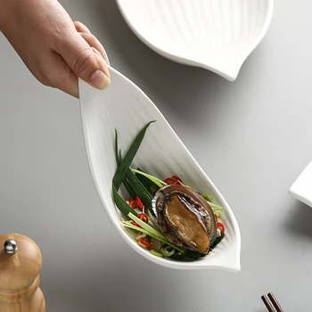 Чисто-белая Керамическая тарелка для холодных блюд в ресторане отеля специальной формы, суши, Фруктовый салат, кухонная тарелка для закусок, посуда