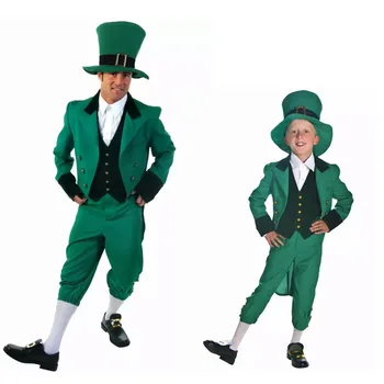 Мужской Детский Ирландский Зеленый костюм на День Падди Святого Патрика, Ирландский Традиционный Фестиваль Хэллоуина, Маскарадный костюм Fantasia